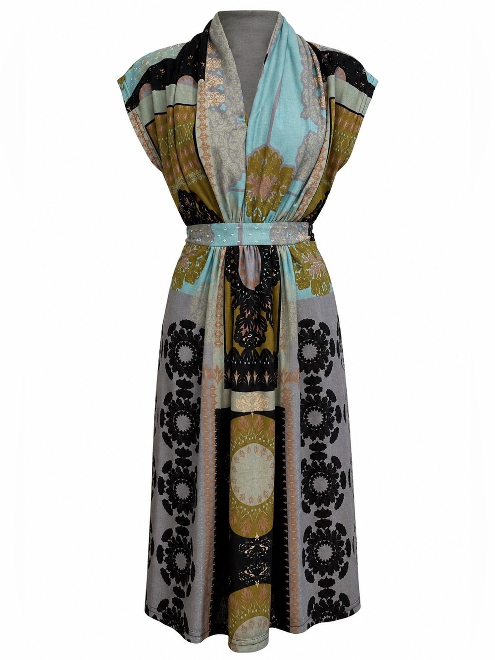 Uttam Boutique London Printed Draped Midi Dress UK12 US 6/8